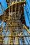 Details of a tall ship at sea on the Strait of Messina