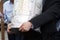 Details of the Torah scroll coverin rabbi hands