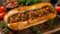 Details wiht the Argentinian choripan dish. AI generated