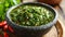 Details wiht the Chimichurri dish. AI generated