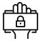 Detect palm scanner icon outline vector. Scan recognition