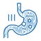 detection of infection in stomach doodle icon hand drawn illustration