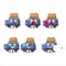 Detective blue car gummy candy cute cartoon character holding magnifying glass