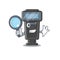 Detective camera flash isolated with the mascot