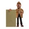 Detective Cartoon 3D Illustration standing near an envelope