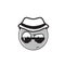 Detective Cartoon Face Wear Sunglasses And Hat People Emotion Icon