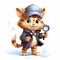 detective cat cartoon character