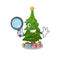 Detective christmas tree isolated with the mascot