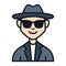 Detective cool job fedora hat avatar people character