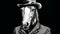 Detective Horse: A Noir Comic Book Style Artwork On Dark Background