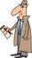 Detective or journalist cartoon illustration