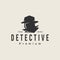 Detective Logo Vector Design Illustration Icon spy secret agent the mafia. Sherlock Holmes silhouette. Creative black head Private