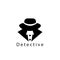 Detective logo vector illustration of suit and hat design template