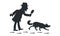 Detective with magnifying glass and tracker dog silhouette