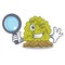 Detective miniature green coral reef with mascot