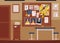 Detective office interior with full crime board - empty police department room