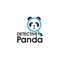 Detective panda logo, creative loops and panda face vector