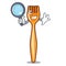 Detective plastic fork cartoon with the isolated