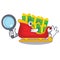 Detective santa claus sleigh in shape cartoon