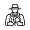 detective search magnifying glass line icon vector illustration