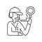 Detective story icon, linear isolated illustration, thin line vector, web design sign, outline concept symbol with