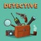 Detective tools. Cartoon vector illustration.