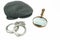 Detective Warm Cap, Retro Magnifying Glass and Real Handcuffs