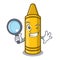 Detective yellow crayon in the cartoon shape