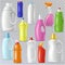 Detergent bottle vector plastic blank container with detergency liquid and mockup household cleaner product for laundry
