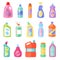 Detergent bottle vector plastic blank container with detergency liquid and mockup household cleaner product for laundry