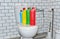 Detergent bottles for cleaning the toilet in the bathroom in home. Detergents bottles and Household Toilet Cleaners. Anti-