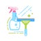 Detergent and window scraper flat color icon. Sign for web page, mobile app, banner. Isolated flat template.