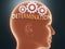 Determination inside human mind - pictured as word Determination inside a head with cogwheels to symbolize that Determination is