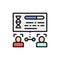 Determination of kinship by persons, face verification flat color line icon.