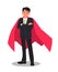 Determined businessman or office worker super hero in a red cloak. The concept of leadership and strength in business