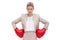 Determined businesswoman with boxing gloves