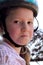 Determined girl wearing helmet