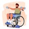 Determined Man In A Wheelchair Engages In Empowering Exercises With Dumbbells. Male Character Showcasing Resilience