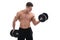 Determined Muscular Man Lifting Dumbbells