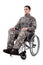 Determined soldier sitting in wheelchair