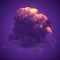 Detonation with large plumes of violet chemical smoke. 3d rendering illustration
