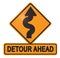 Detour Ahead street Sign with Curved Arrow