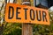 Detour orange traffic sign