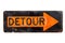 Detour sign - old orange and black road sign
