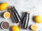 Detox activated charcoal black chia lemon water