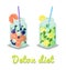 Detox Diet Drinks Collection Vector Illustration