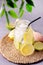 Detox Water With Lemon amd Lime and Ice Tasty Summer Lemonade Drink with Ice Cube Detox Healthy Drink Vertical Infused Water