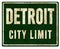 Detroit City Limit Sign Metal