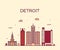 Detroit city skyline Michigan USA vector line city