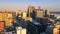 Detroit downtown aerial view Winter Panorama at Sunset